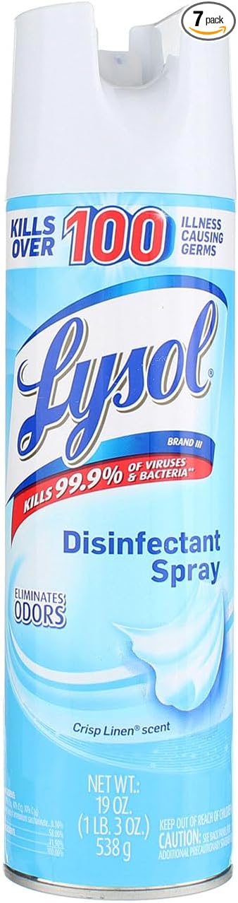 Lysol Disinfectant Spray, Crisp Linen, 19 oz(Pack of 7)
