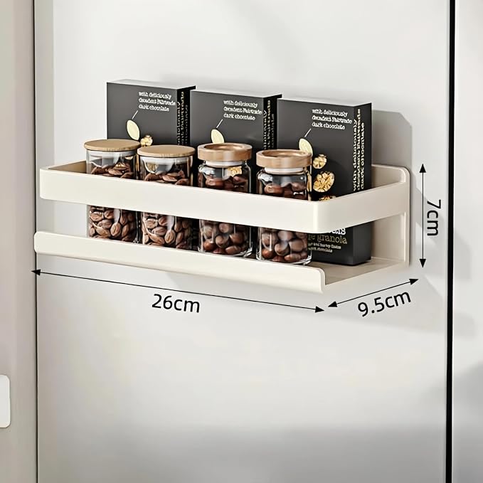 Metal 4 Pack Magnetic Shelf Include Magnetic Spice Rack for Refrigerator,Magnetic Paper Towel Holder,Magnetic Hooks for refrigerator Space-saving design,Small Space Organization (white)