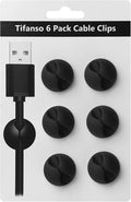 tifanso 6PCS Cable Clips Black - Adhesive Cord Cable Clips Holder Wire Organizer for Desk, Wire Holders for Cords, Nightstand, Home and Office | Self-Adhesive, No Drill Easy Install, Ideal for Desk Nightstand & More, Secure Cord Holders, Keep Wires Nea...
