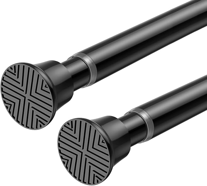 Small Tension Rods 2pack 16-38Inch Black Tension Curtain Rod Spring Rod Adjustable Curtain Rods No Drilling for Windows Short Tension Rods for Doorway,Closet,Window