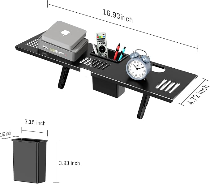 CABTE Adjustable Steel TV Top Shelf, Floating TV Stand, Universal Monitor Shelf for Soundbar, Game Console, Cable Box, Router Shelves (16.93x4.72inch with 1 Boxes)