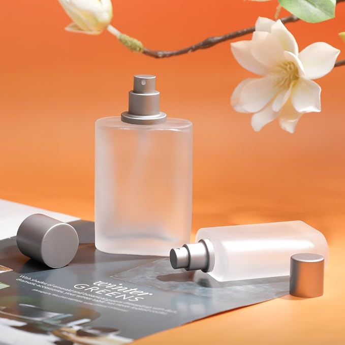 50ml/1.7 Oz Frosted Glass Spray Bottle Perfume Atomizer,Refillable Perfume Spray Bottle Perfume Bottles Empty with 3 Kinds of Perfume Dispenser (Frosted Glass 50ml)