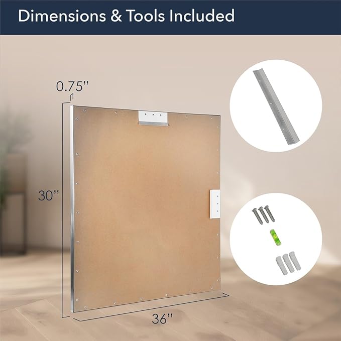 Head West Spectrum Modern Mirror 30"x36" | Stainless Steel Frame with Brushed Nickel Finish - Rectangular Shaped - Horizontal & Vertical Mount - Ideal for Bathroom and Living Room Decor