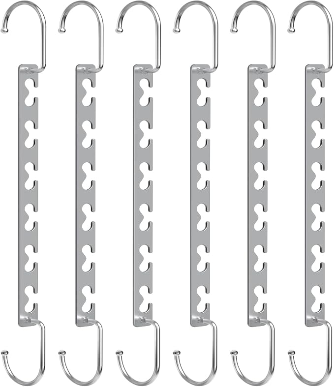 Space Saving Hangers for Clothes 6 Pack, Sturdy Metal Hangers Wardrobe Organizer, Magic Cascading Hanger, Closet Space Saver Closet Organizers and Storage