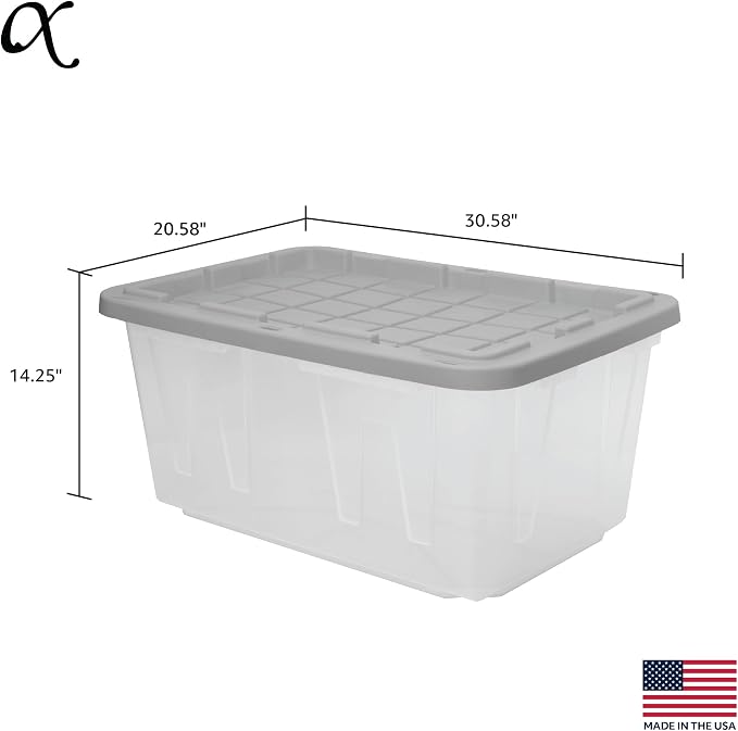 CX BLACK & YELLOW 27-Gallon Heavy Duty Clear Stackable Storage Bins with Lids, Dorm Room Essentials, Dorm Storage, Moving Boxes, Back to School, Classroom Organization, Home Organization, 2 Pack (14.3H x 20.6W x 30.6D)