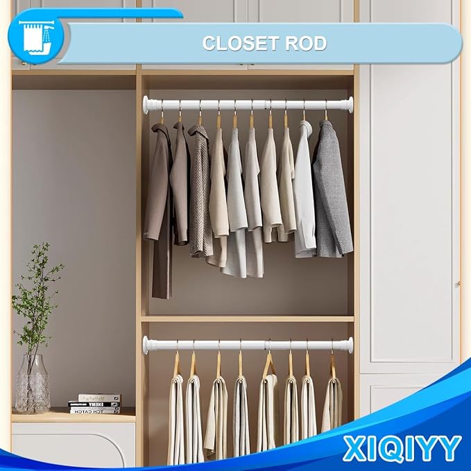 Small Tension Rod 18-32 Inch White Spring Shower Curtain Rod Adjustable Tension Curtain Rod No Drilling Heavy Duty Short Shower Rod,Non Slip,Stainless Steel