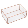 Hipiwe Vintage Glass Box with Lid - Rectangle Jewelry Display Box Vanity Lidded Box Glass Trinket Organizer Rose Golden Decorative Boxes for Keepsakes Perfume,X-Large