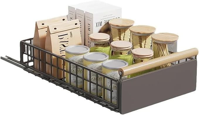 Retractable Kitchen Cabinet Pull-Out Basket - Foldable Adjustable Slide Drawer For Dish & Sink Storage Organization(Small)