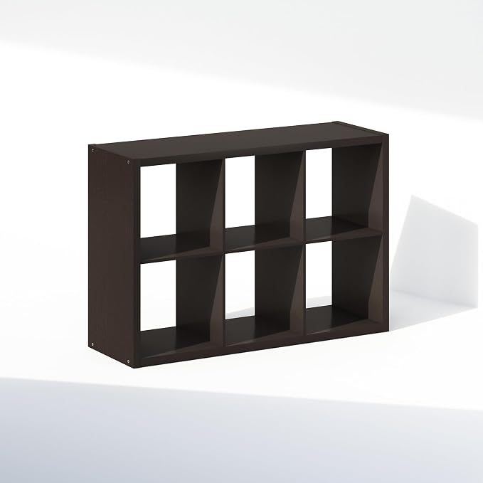 Furinno Cubic Extra Thick 6-Cube Closet Organizers and Storage, Dark Oak | 14.6 x 30 x 44 in, Open Shelf Closet Storage, Closet Organizer, for Wardrobe, Bedroom, Living Room