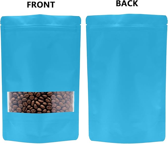 100PCS Foil Pouch Mylar Bags with Clear Window,ULIFESTAR Stand Up Sealable Bags with Tear Notches,Resealable for Food,Party Favors,Gift Packaging and Small Business(14 * 20cm/5.51 * 7.87",Blue)
