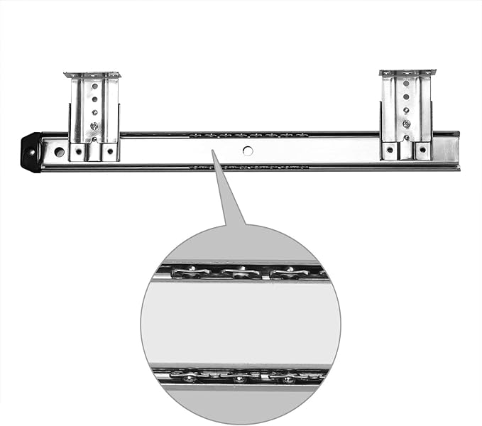 KINJOEK 2 PCS 14 Inch Under Desk Keyboard Tray Rails Slides, Adjustable Height Heavy Duty Ball Bearing Keyboard Mount Track, Silver