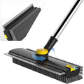 Scrub Brush with Long Handle, Floor Scrub Brush Squeegee Broom for Cleaning, 3 in 1 Shower Scrubber Floor Broom Squeegee for Concrete Tile Wall Deck Patio Special Black