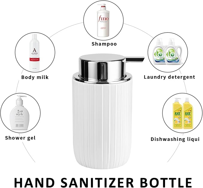 Soap Liquid Dispenser Ceramic with Easy-to-Press Pump Hand Liquid Dispenser for Shampoo Bathroom Countertop 13.5 oz