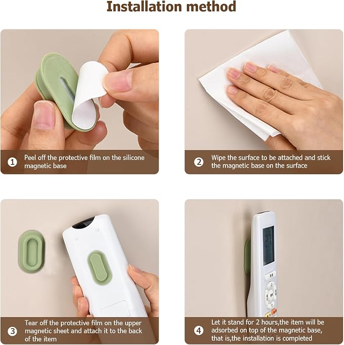 XYOFUN Magnetic Remote Control Holder Wall Mount - 4 Pcs White | No Drill Self-Adhesive Organizer, For Air Conditioner & TV Remotes, Storage Caddy for Televisions Backside