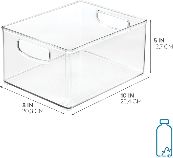 iDesign Stackable Storage Bin with Handles, Clear | Organize Pantry, Fridge, or Freezer, Made in USA