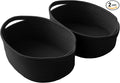 JMvicyroam Woven Basket,Small Rope Storage Bin with Handles & Ribbon Bag, Organizer for Shelves Closets,Gift Basket Empty for Birthday,Books,Dog Toys, Black/2 Pack
