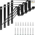 4 Pack Heavy Duty Closet Shelf & Rod Brackets, Wall Mounted Closet Shelf Brackets, 11 x 10.2 Inch Closet Shelf Brackets with Rod Support, Black