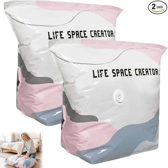 Better Life Space Bags, No Pump Vacuum Storage Bags for Clothes, Bedding & Comforters, Cube Compression Bags, 31 x 39 x 15 in, 2 Pack