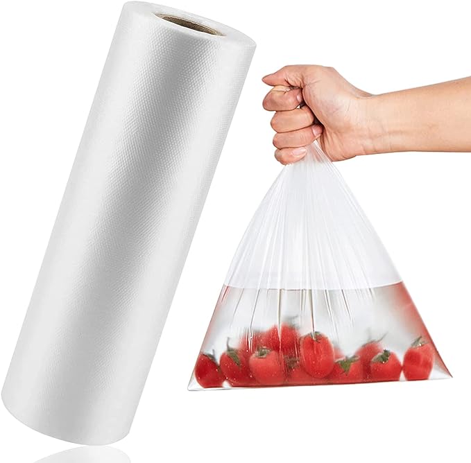 LabelMore Plastic Produce Bags on a Roll, Clear, Food Storage Bags for Bread, Vegetable, Fruits and Meat, 350 Bags/Roll (14''X20''/4 Rolls)