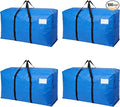 4 Pack Heavy Duty Moving Bags with Backpack Straps & Handles, Large Storage Bags with Zipper for Clothes, College Moving Supplies and Dorm Essentials (33 Gal, Blue)