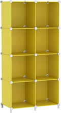 AWTATOS Cube Storage Organizer, 8 Cube Closet Organizers Stackable, Yellow | Portable Closet Storage Cube Shelves, DIY Plastic Bookshelf Clothes Organizer Shelving for Bedroom, Home Office