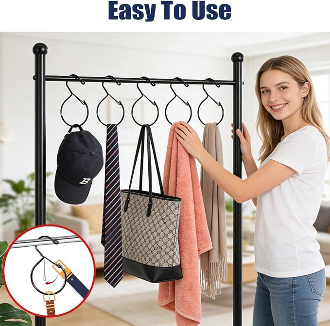 5 Pack Belt Hanger for Closet, Rust-Proof Belt Organizer for Closet, Multipurpose Closet Hooks for Jeans, Scarves, Hats, Purses, Jewelries, Cords, Carabiners