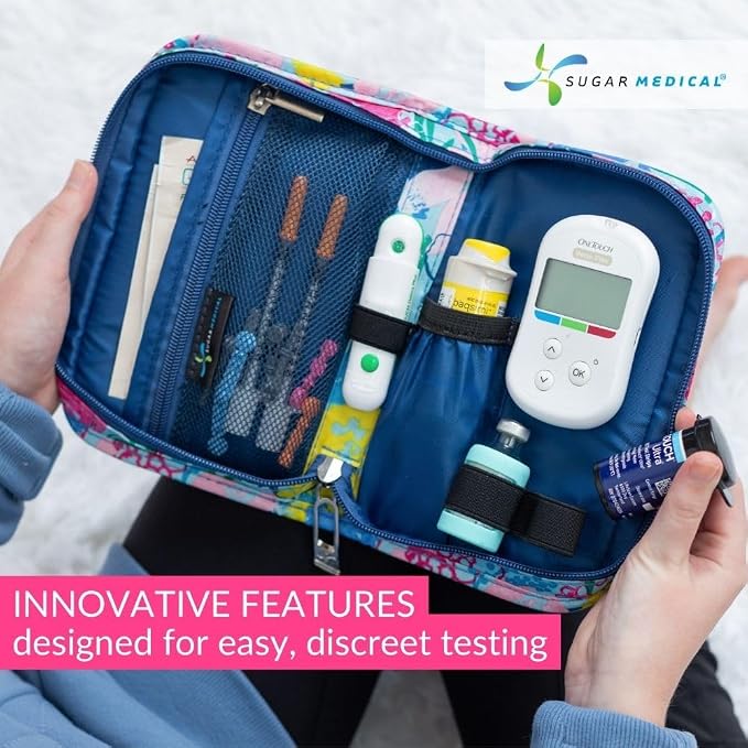 Sugar Medical Diabetes Supply Case | Medical Supplies Travel Bag | Glucose Meter Organizer | Diabetic Care Products | Glucometer Kit (Izzy-1)