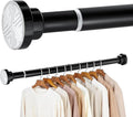 No Drilling Adjustable Closet Rod, 26-80 Inches Heavy Duty Tension Rod for Hanging Clothes for Closet, Laundry Room & RV, Black