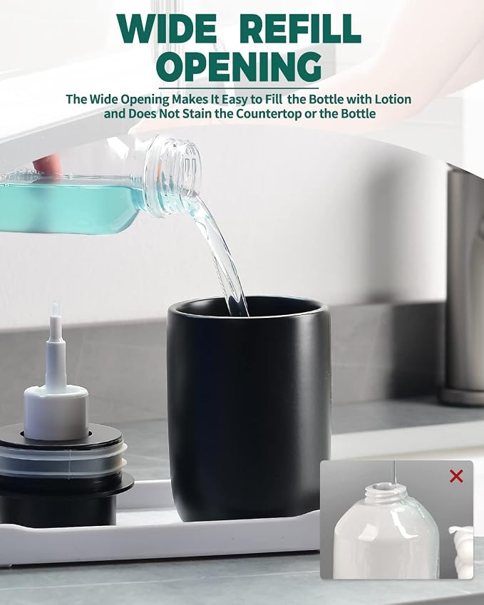 BosilunLife Black Foam Soap Dispenser, Hand Pump Dispenser for Kitchen Sink | Ceramic Foaming Hand Wash Dispenser for Bathroom Modern Farmhouse Small Soap Dispenser Lotion