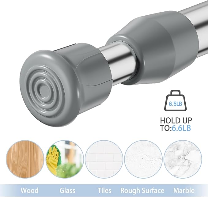 AIZESI Spring Tension Curtain Rod Short Tension Rod (Silver,17"to 28"-4Pcs)
