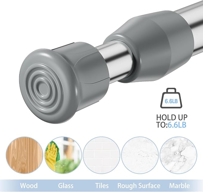 AIZESI Spring Tension Curtain Rod Short Tension Rod (Silver,17"to 28"-2Pcs)