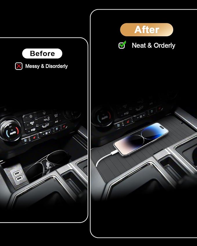 2026 F150 Center Console Organizer - for 2021-2026 Ford F-150/2022-2025 F-150 Lightning XLT Pro Console Organizer Tray ABS - Compatible with 2021-2026 F-150 Accessories - Fit Right in Front Shifter