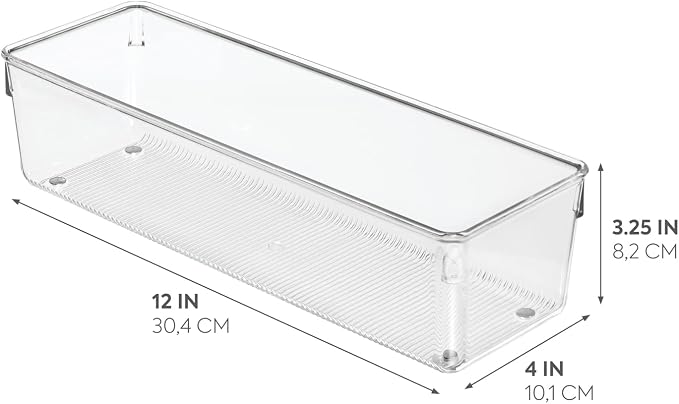iDesign - 52930 EMW6134167, Medium, Clear | Plastic Storage, For Kitchen, Bathroom, and Desk Drawers