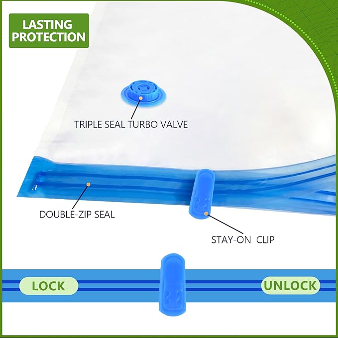 Vacuum Storage Bags with Electric Pump, 8 Pack (4 Jumbo 4 Large Vacuum Seal Bags for Clothing) Storage Bags Vacuum Sealed Bags for Travel, Luggage, Bedding, Blankets