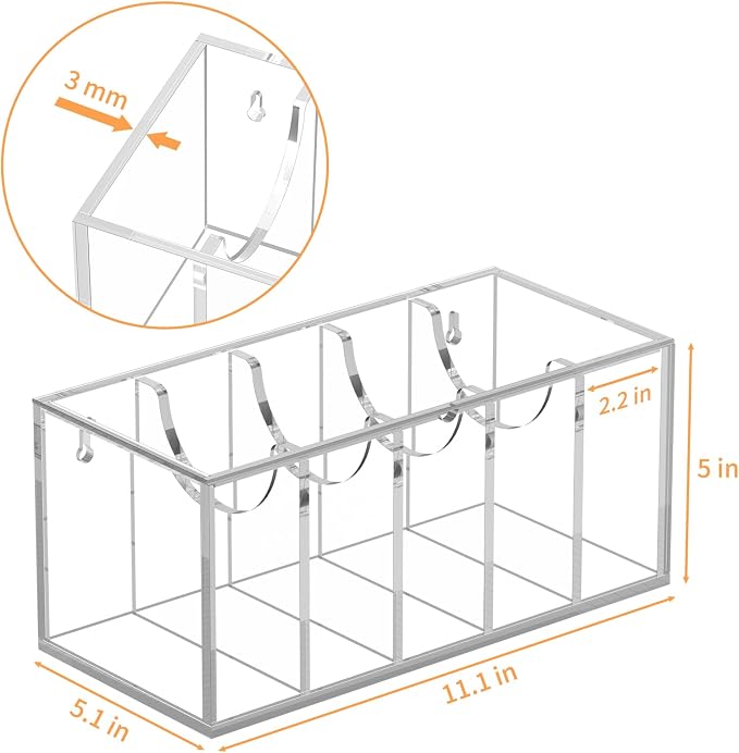 FEMELI Acrylic Belt Organizers for Closet 5-Slots Belt box with Dust Cover | Acrylic Clear Shelf Belts Holders for Closet& Drawer Womens Men Belts Tie Jewelry Storage Organizers Case