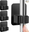 8 Pack Broom Holder Wall Mount, Improved Super Anti-Slip Mop and Broom Holder Wall Mount, Broom Hanger Gripper for Kitchen, Bathroom, Closet, Garden Garage, Black