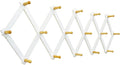 SKOLOO Accordion Wall Hanger with 16 Hooks, Modern Expandable Coat Rack Hat Rack for Wall, Solid Wooden, Natural on White