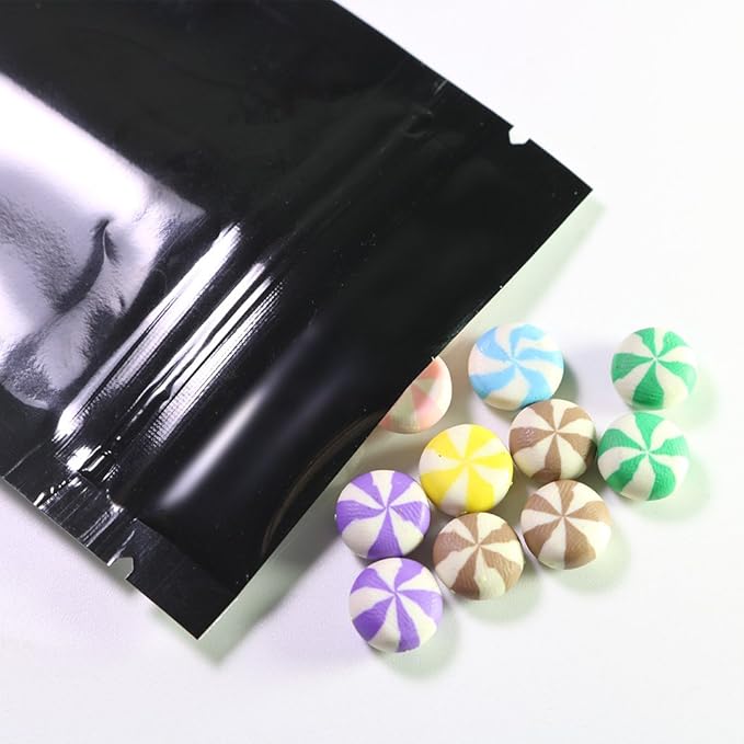 100PCS Customized Mylar Zipper Bags,Clear Front Resealable Packaging Pouches For Food Storage,Single Color Printing for Logo/Text/QR Code (Black, 6.5 * 9CM/2.6"*3.5"-100PCS-One Color Print)