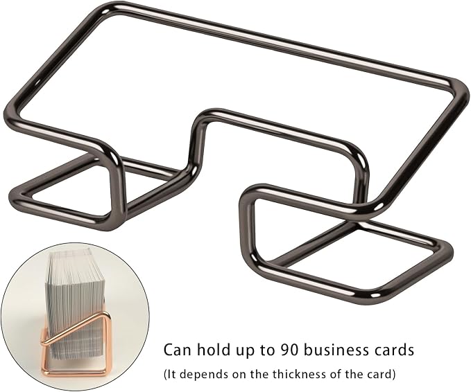 Metal Business Card Holder for Desk, Cute Card Display Stand, Compatible with Various Countertops, Black