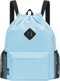 WANDF Drawstring Backpack with Shoe Compartment, Sports Gym Bag | Multi-Pocket Storage, Water-Resistant Fabric, Cinch String Bag
