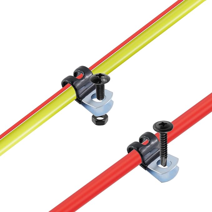 Antrader Cable Clamps, 20Pcs Carbon Steel Rubber Cushion Insulated Loop Clips, 12mm/0.47inch R-Type Cable Management Cord Organizer with Screws