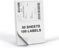 Half Sheet 8.5x5.5inch Shipping Mailing Label 100 Counts, 2 Labels Per Sheet 8.5 x 11 for Laser & Inkjet Printer, Permanent Adhesive Label Square Corner (50 Sheets)