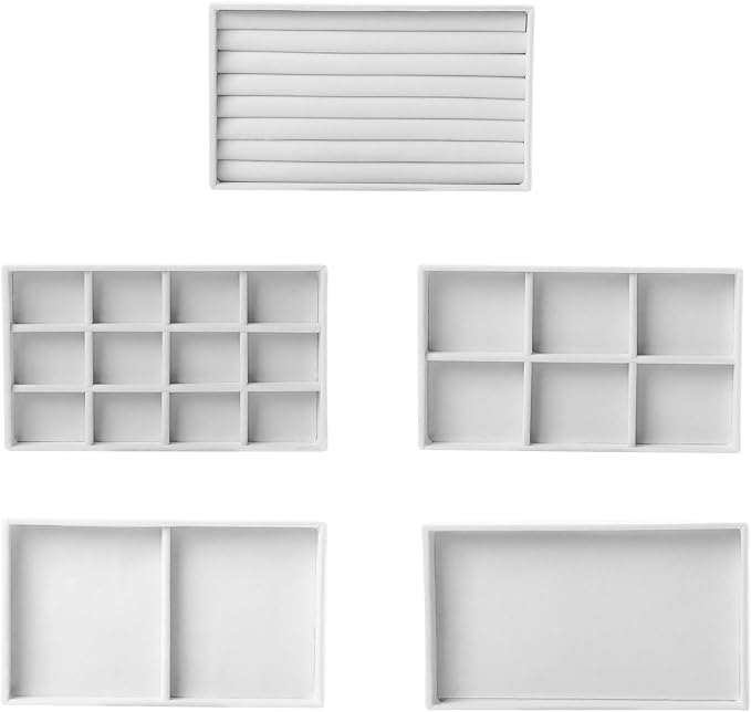 Frebeauty Extra Large Acrylic Jewelry Box for Women 5 Layers Clear Jewelry Organizer Velvet Earring Box with 5 Drawers Rings Display Case Necklaces Holder Tray for Women Girls (White) | Jewelry Storage for Rings Earrings Bracelets,Dustproof,Velvet Lini...