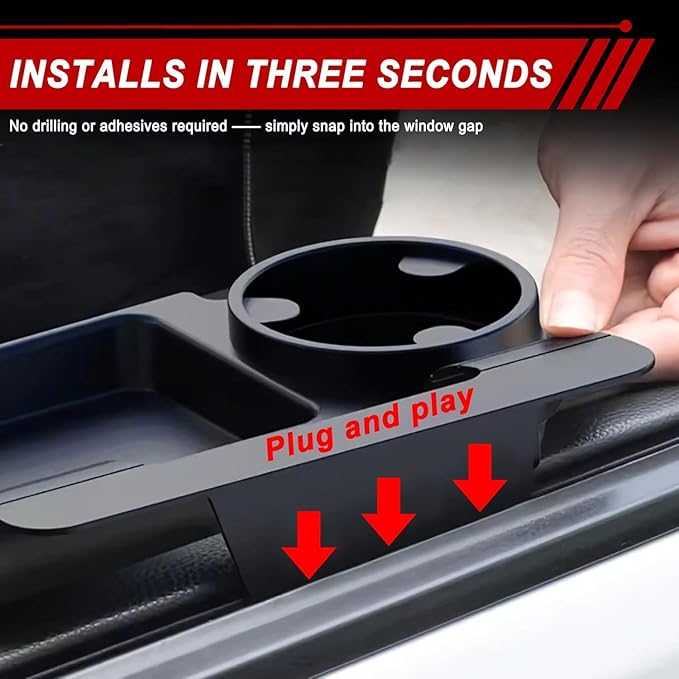 Car Window Storage Tray for Sonata SEL 2024, Truck Door Organizer Window Mounted Cup Holder Side Door Hanging Shelf Vehicle Food Drink Caddy