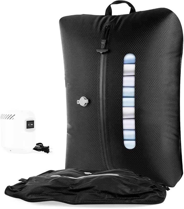 AIDONS Vacuum Travel Bags with Pump - Reusable Vacuum Compression Bags, 420D Reinforced Nylon - Tear Resistant, IP67 Waterproof & Odor-isolating, Space Saver Travel Pack Vacuum Kit(Black 33L 1PC+Pump)
