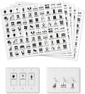 400 Pcs Light Switch Sticker Labels, 39 Designs Transparent Switch ID Stickers Black Switchboard Label Decals for Home Kitchen Bathroom Office School