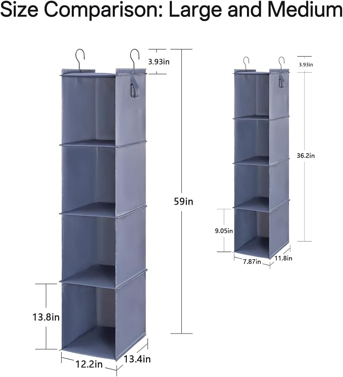Hanging Closet Organizer Storage Shelf Rack Bag Sweater Hat Shoe | Hang Closet Organization Storing Shelves Rack Display, for Purse Handbag Clothes Hats Shoes, Space Saver Oxford Cloth 2 Pack