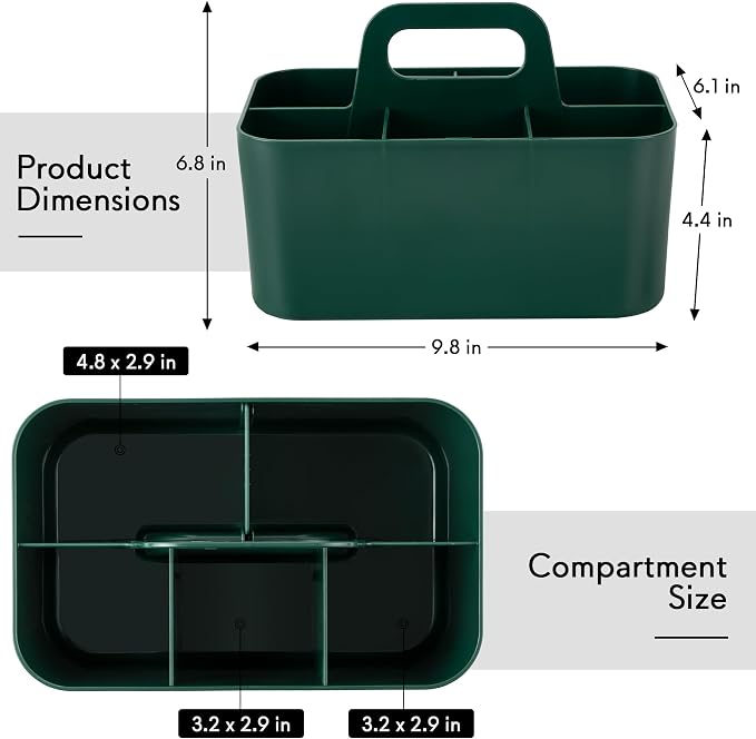 Tiawudi Multipurpose Caddy Organizer, Plastic Caddy with Handle, Stackable Desk Organizer for Stationery, Marker and Pencil, Office Supplies Organizer, Dorm Caddy