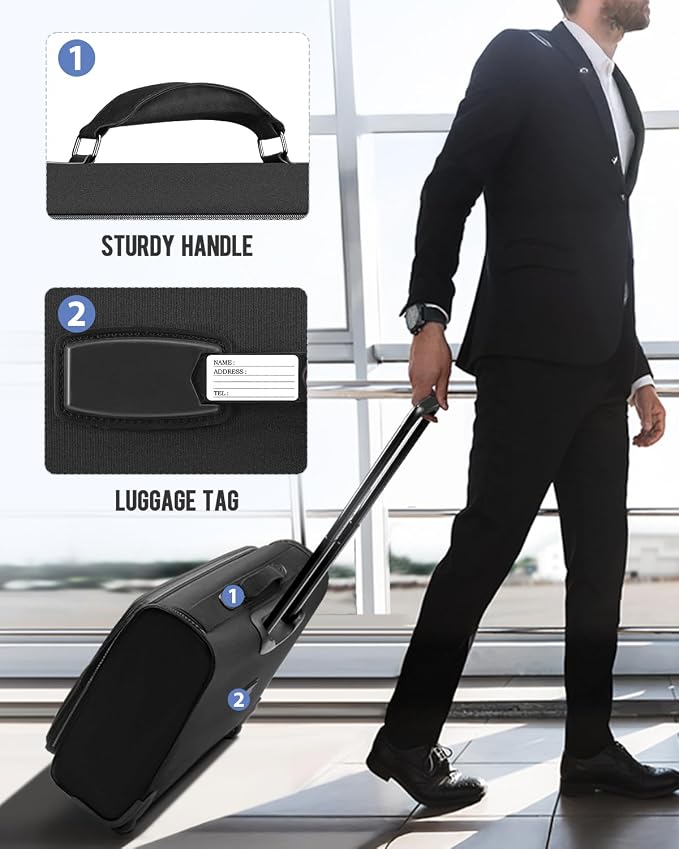 MATEIN Rolling Garment Bag with 2 Packing Cubes, Large Travel Garment Bags | Check-in Luggage, 17.3 Inch Laptop Compartment, Wrinkle Free, Wheeled Business Softside Suitcase, For Men and Women, Black