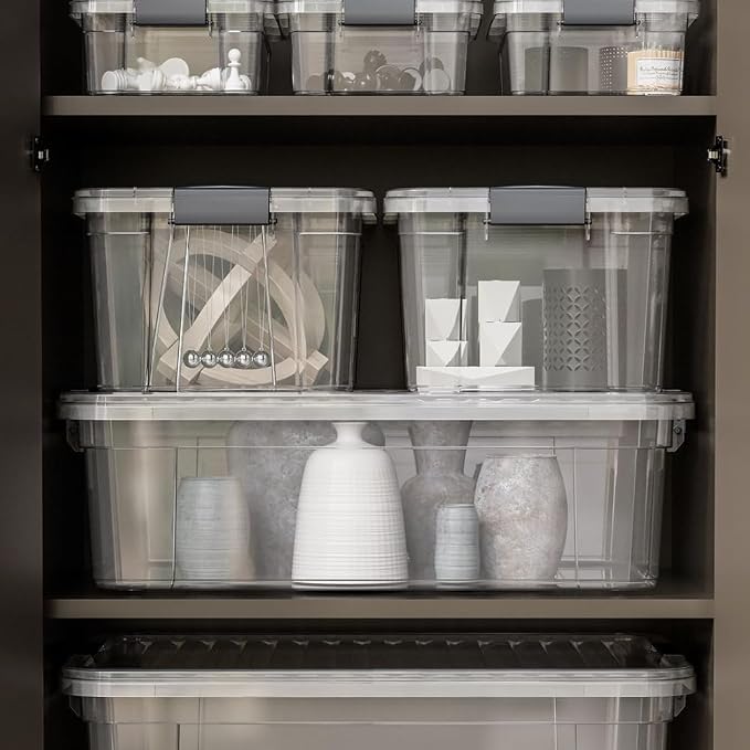 Superio Storage Bins with Lids, Clear Plastic Containers for Organizing, Stackable Totes, BPA Free, Odor Free, Organizer Boxes for Home, and Dorm